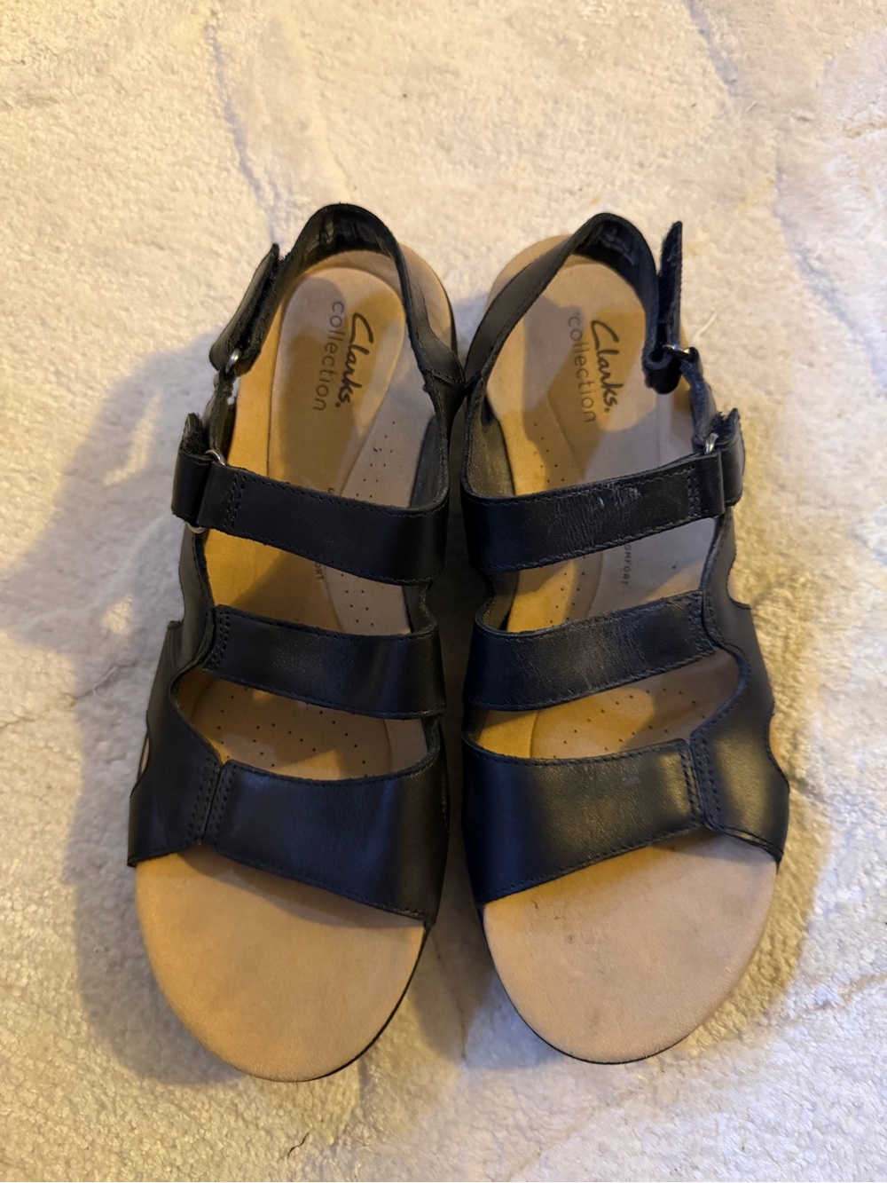 Clarks Beige Suede Slip-On Comfort Sandals